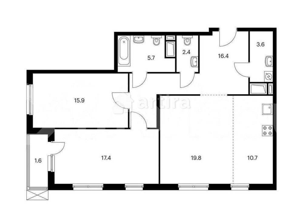 2-комн. квартира, 93.5 м2, 18/24 эт. Москва - изображение 1