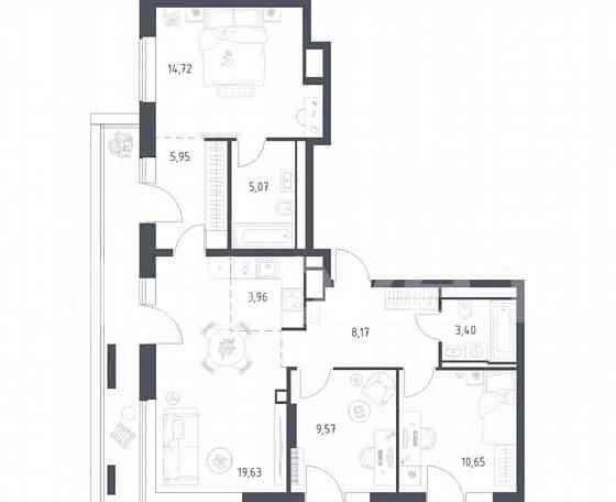 3-комн. апарт-ы, 87.6 м2, 6/9 эт. Москва