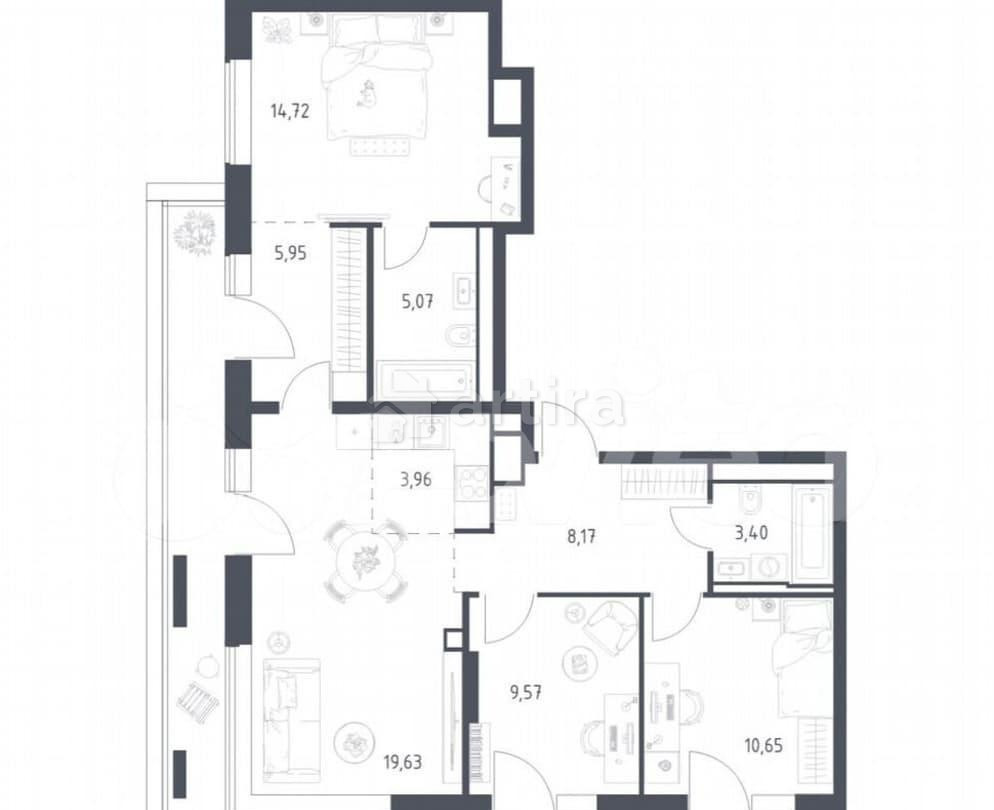 3-комн. апарт-ы, 87.6 м2, 6/9 эт. Москва - изображение 1
