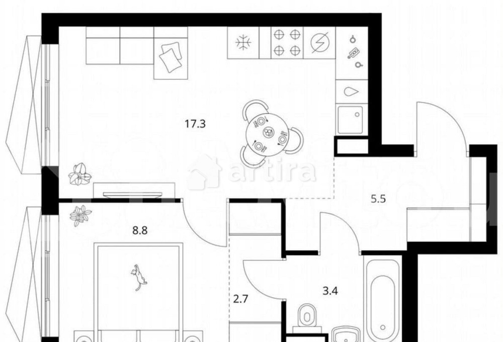 1-комн. квартира, 37.7 м2, 33/38 эт. Москва - изображение 1