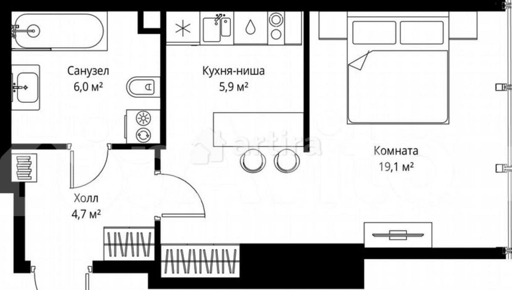 Студия, 35.7 м2, 37/90 эт. Москва - изображение 6