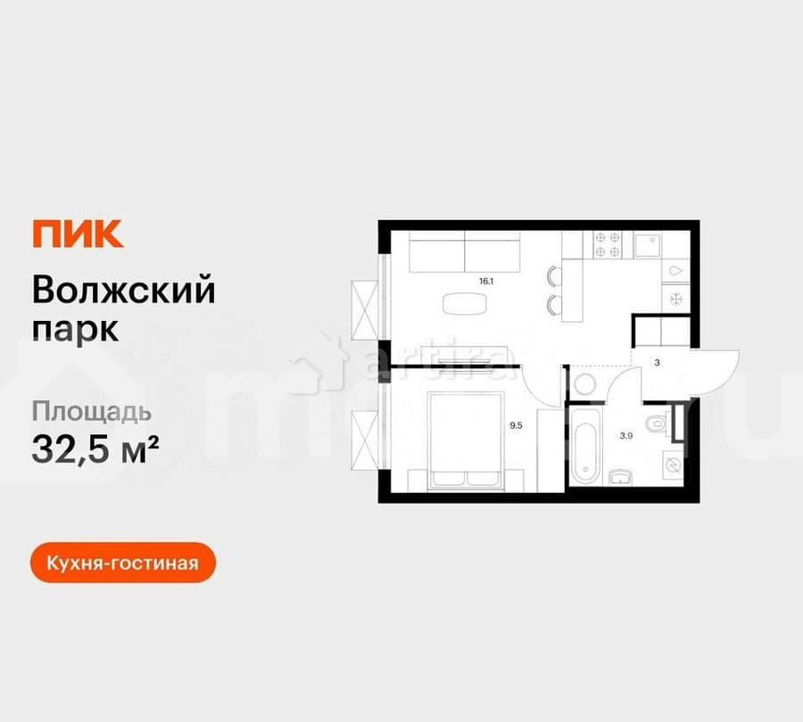1-комн. квартира, 32.5 м2, 23/24 эт. Москва - изображение 1