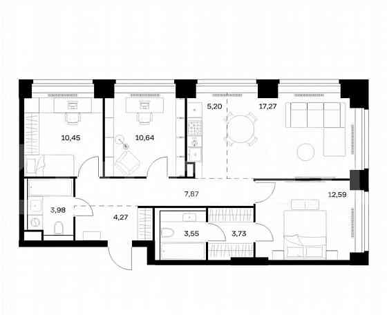 3-комн. квартира, 79.6 м2, 17/40 эт. Москва