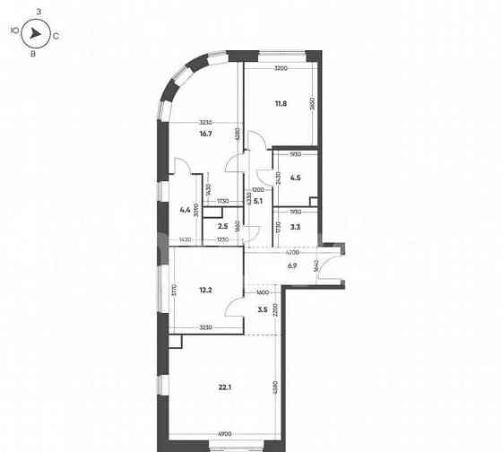 3-комн. квартира, 93 м2, 7/16 эт. Москва