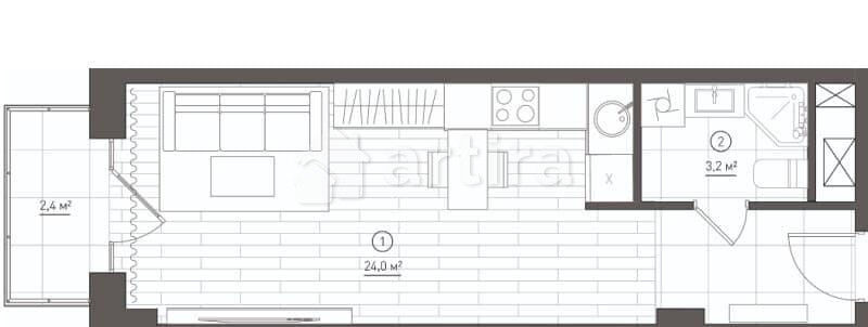 Студия, 27.1 м2, 4/8 эт. Москва - изображение 5