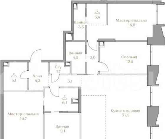 3-комн. квартира, 126.3 м2, 7/18 эт. Москва