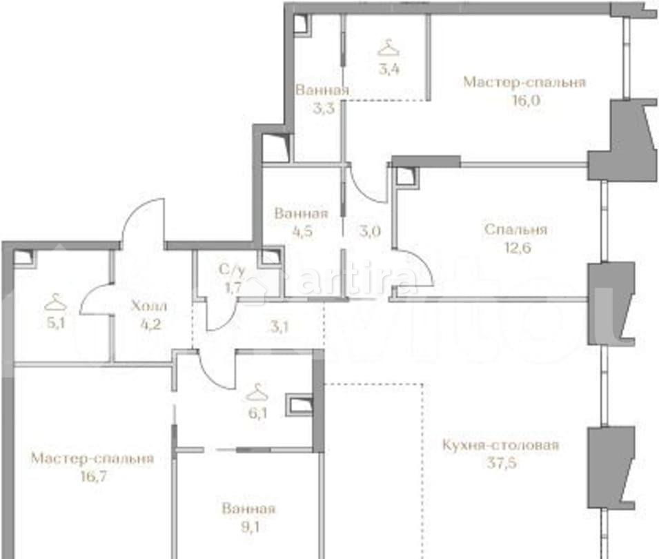 3-комн. квартира, 126.3 м2, 7/18 эт. Москва - изображение 1