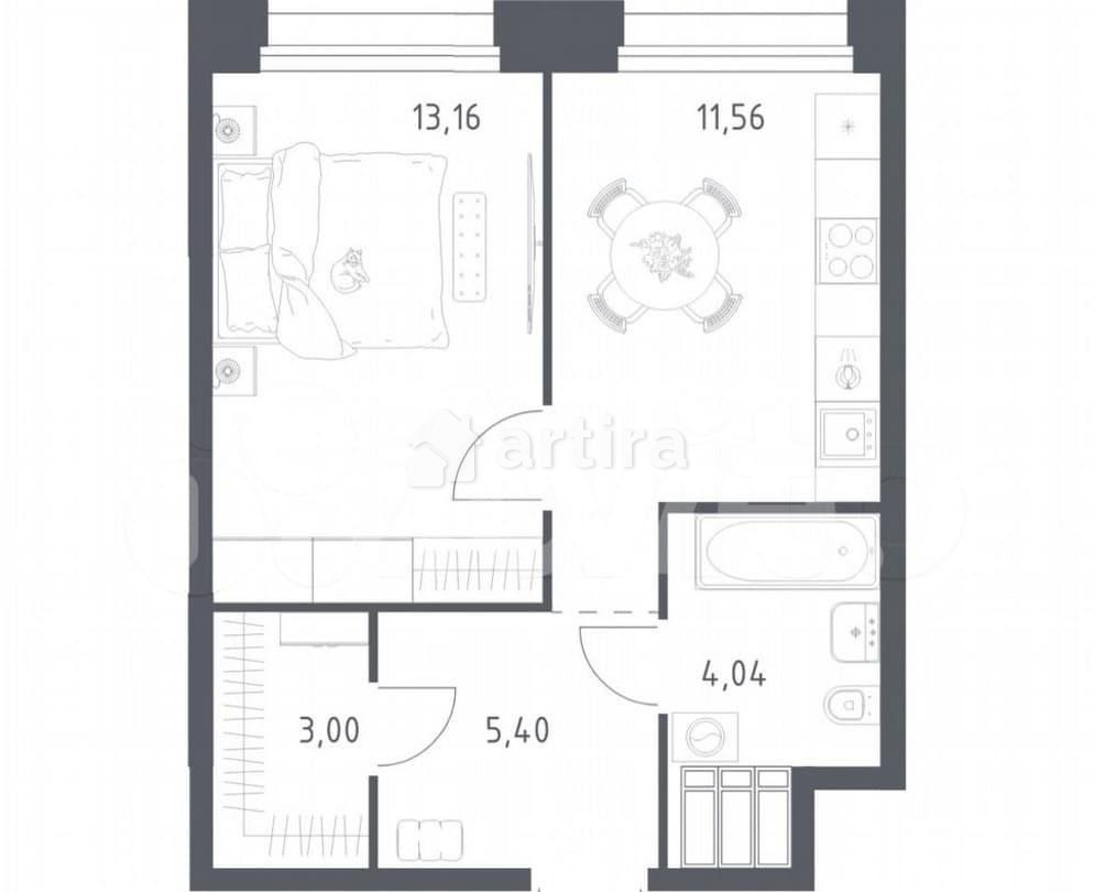 1-комн. апарт-ы, 37.2 м2, 22/23 эт. Москва - изображение 1