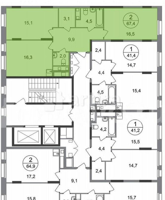 2-комн. квартира, 67.4 м2, 8/17 эт. Москва - изображение 2