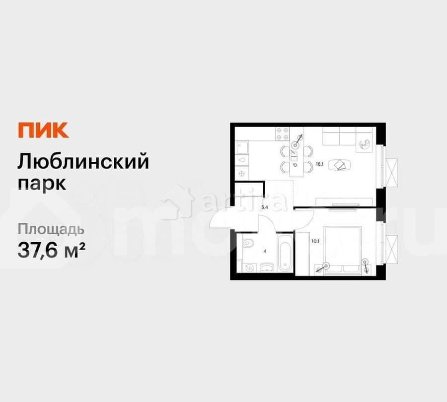 1-комн. квартира, 37.6 м2, 5/25 эт. Москва - изображение 1