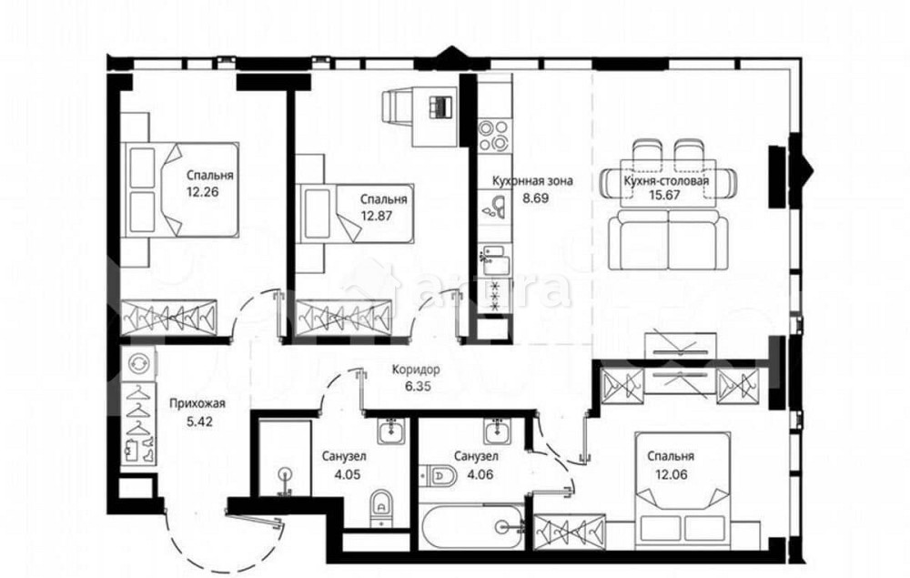 3-комн. квартира, 81.4 м2, 24/47 эт. Москва - изображение 1