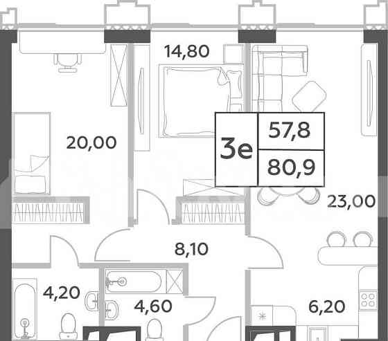 3-комн. пентхаус, 80.9 м2, 43/52 эт. Москва