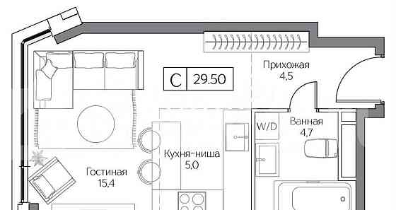 Студия, 29.5 м2, 4/26 эт. Москва