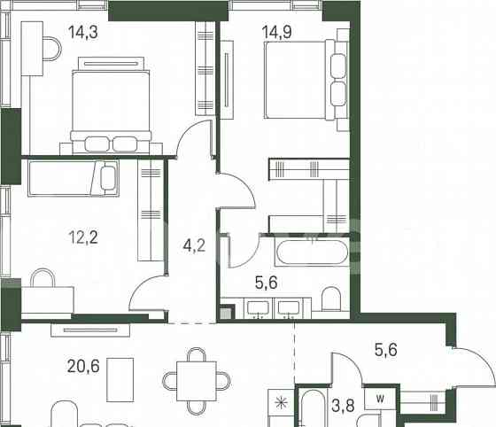 3-комн. квартира, 81.2 м2, 37/40 эт. Москва