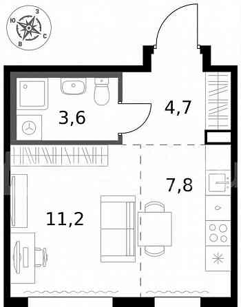 Студия, 27.3 м2, 13/24 эт. Москва