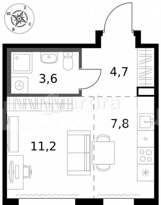 Студия, 27.3 м2, 13/24 эт. Москва - изображение 2