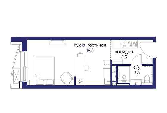Студия, 28.02 м2, 3/12 эт. Москва