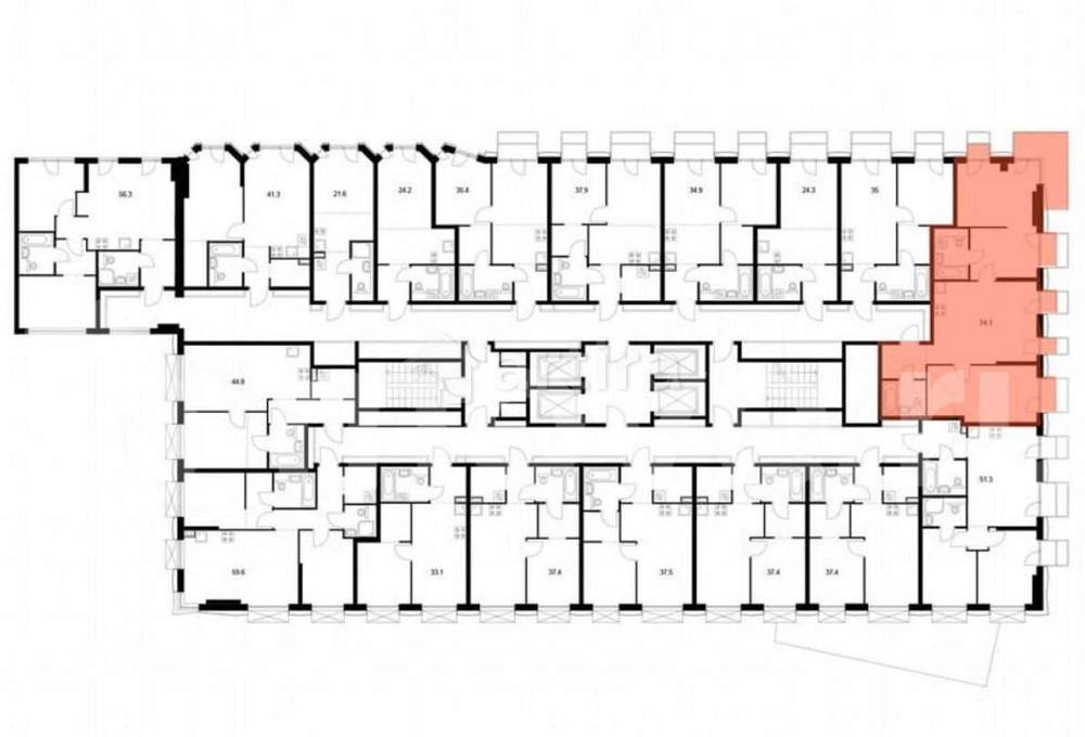 2-комн. квартира, 74.1 м2, 2/30 эт. Москва - изображение 3