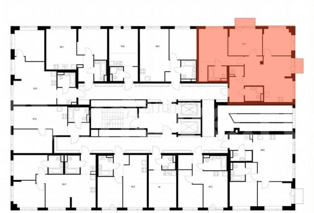 3-комн. квартира, 81.1 м2, 12/16 эт. Москва - изображение 2