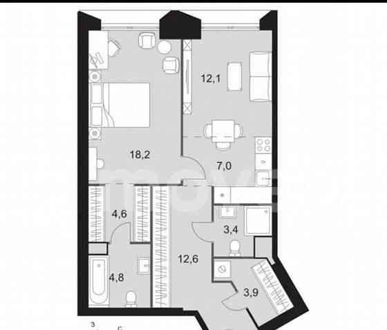 1-комн. квартира, 65.9 м2, 37/47 эт. Москва