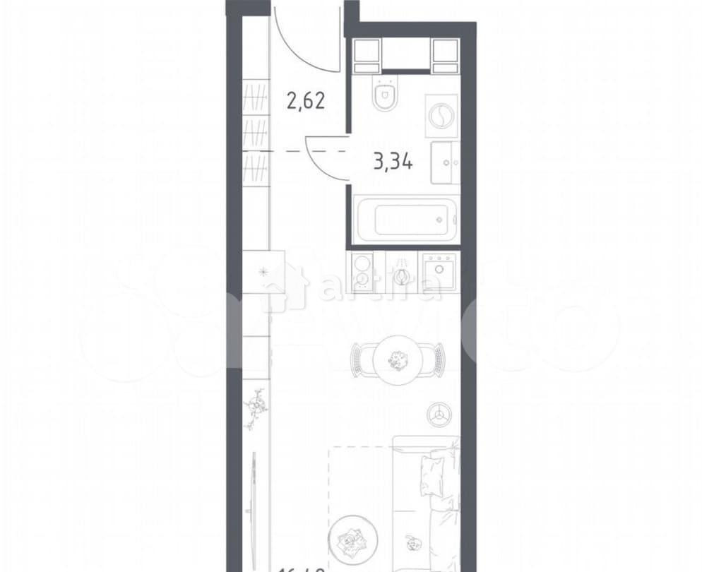 Студия, 22.4 м2, 4/28 эт. Москва - изображение 1