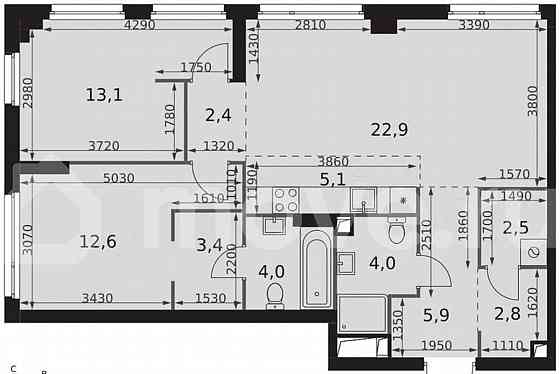 3-комн. квартира, 78.7 м2, 5/28 эт. Москва