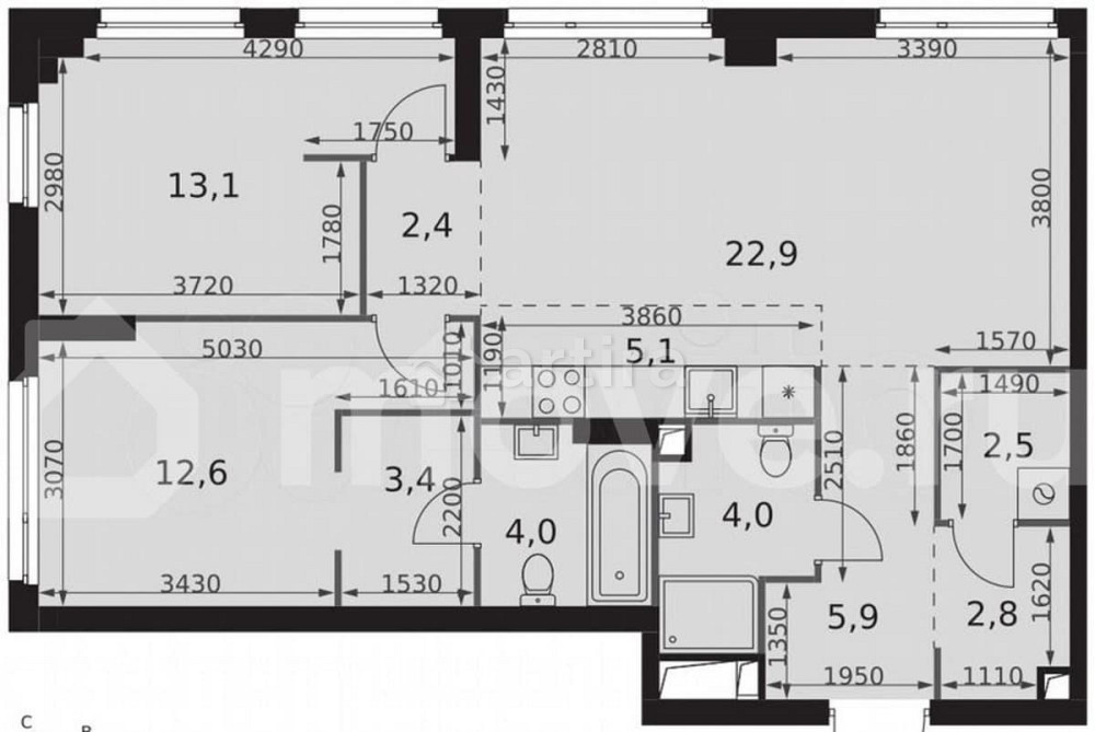 3-комн. квартира, 78.7 м2, 5/28 эт. Москва - изображение 5