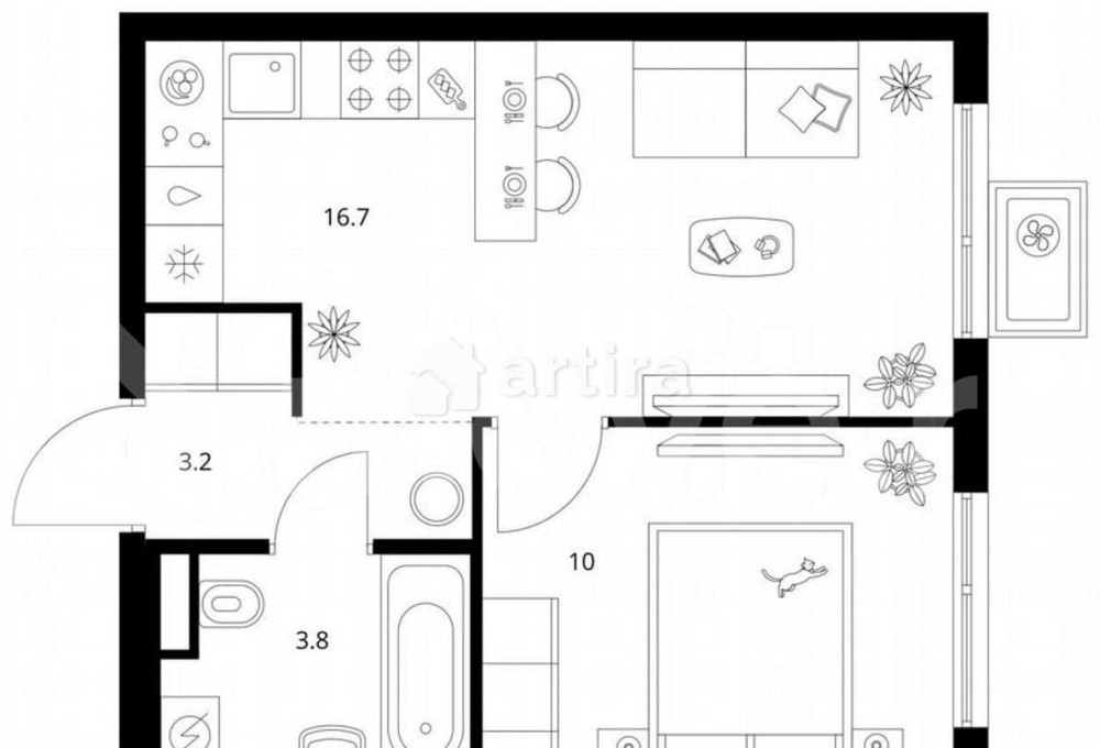 1-комн. квартира, 33.7 м2, 17/23 эт. Москва - изображение 1
