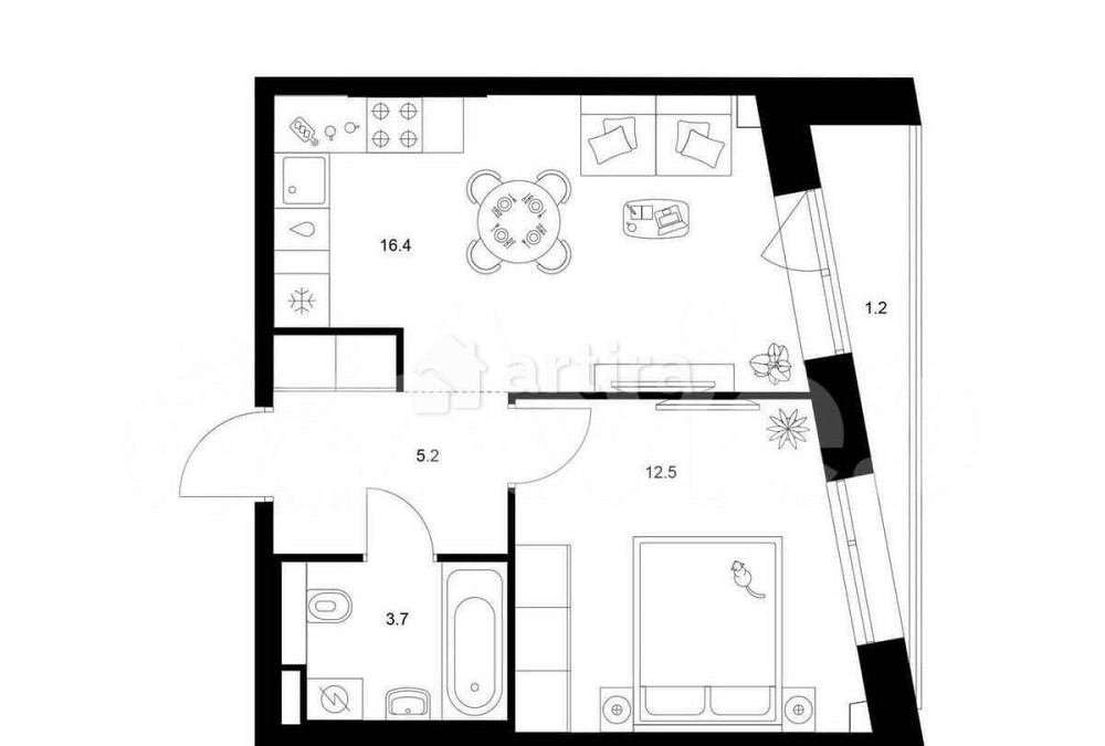 1-комн. квартира, 39 м2, 12/22 эт. Москва - изображение 1