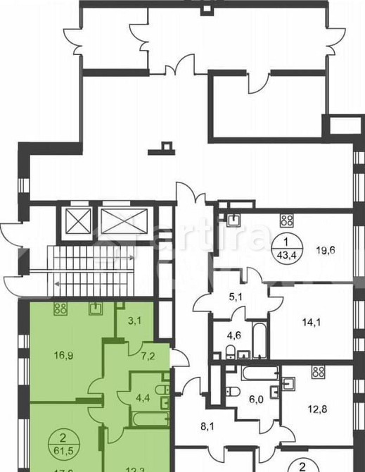 2-комн. квартира, 60.1 м2, 1/17 эт. Москва - изображение 7