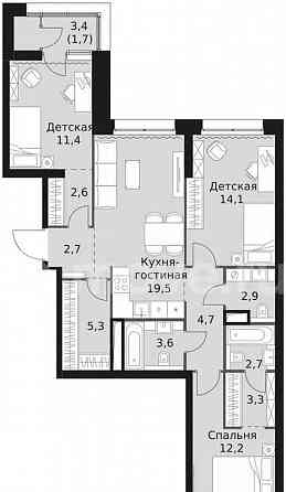 3-комн. квартира, 86.7 м2, 12/44 эт. Москва