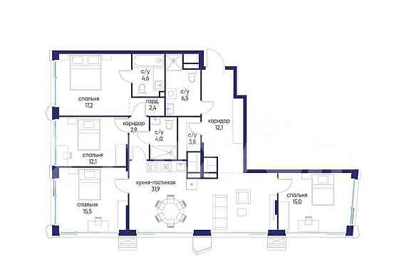 4-комн. квартира, 128 м2, 19/24 эт. Москва