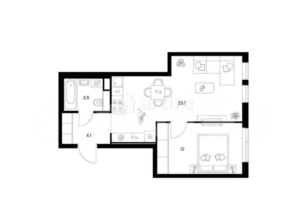 1-комн. квартира, 42.7 м2, 3/16 эт. Москва - изображение 1