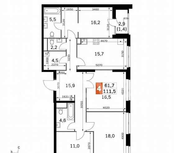 4-комн. квартира, 111 м2, 15/28 эт. Москва