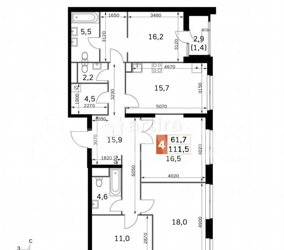 4-комн. квартира, 111 м2, 15/28 эт. Москва - изображение 1