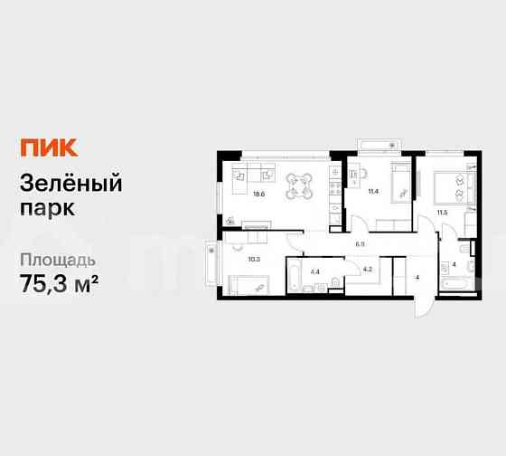 3-комн. квартира, 75.3 м2, 10/21 эт. Зеленоград