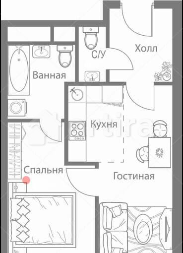 2-комн. квартира, 39.9 м2, 7/18 эт. Москва - изображение 1