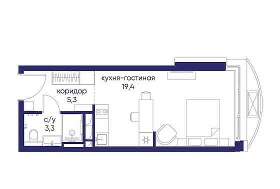 Студия, 28.02 м2, 3/19 эт. Москва