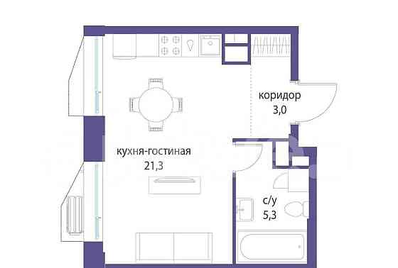 Студия, 29.6 м2, 19/23 эт. Москва