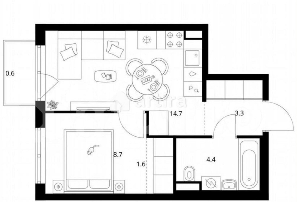 1-комн. квартира, 33.3 м2, 8/12 эт. Москва - изображение 1
