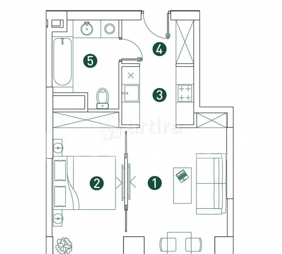 2-комн. квартира, 40.7 м2, 2/29 эт. Москва - изображение 2