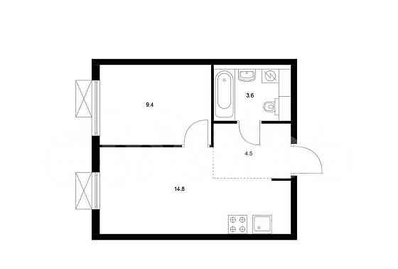 1-комн. квартира, 32.3 м2, 2/16 эт. Москва