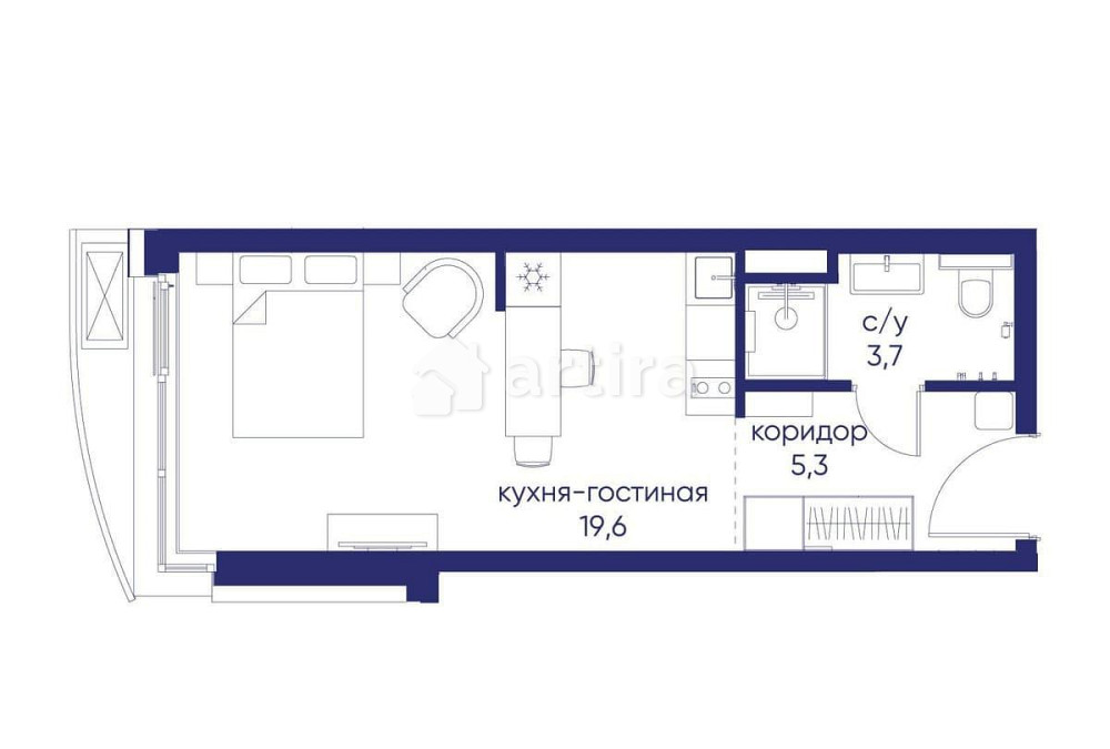 Студия, 28.62 м2, 2/12 эт. Москва - изображение 1