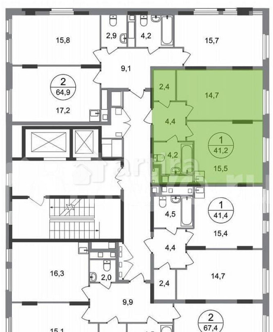 1-комн. квартира, 41.2 м2, 14/17 эт. Москва - изображение 1