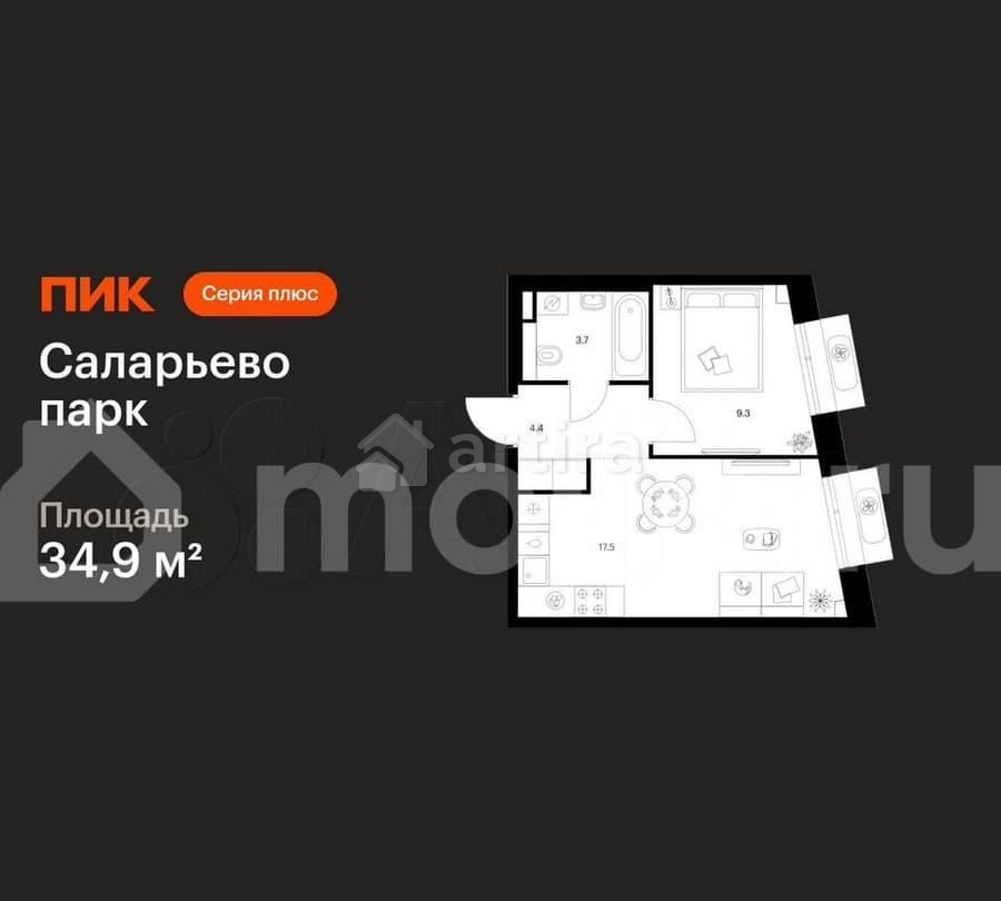 1-комн. квартира, 34.9 м2, 10/22 эт. Москва - изображение 1