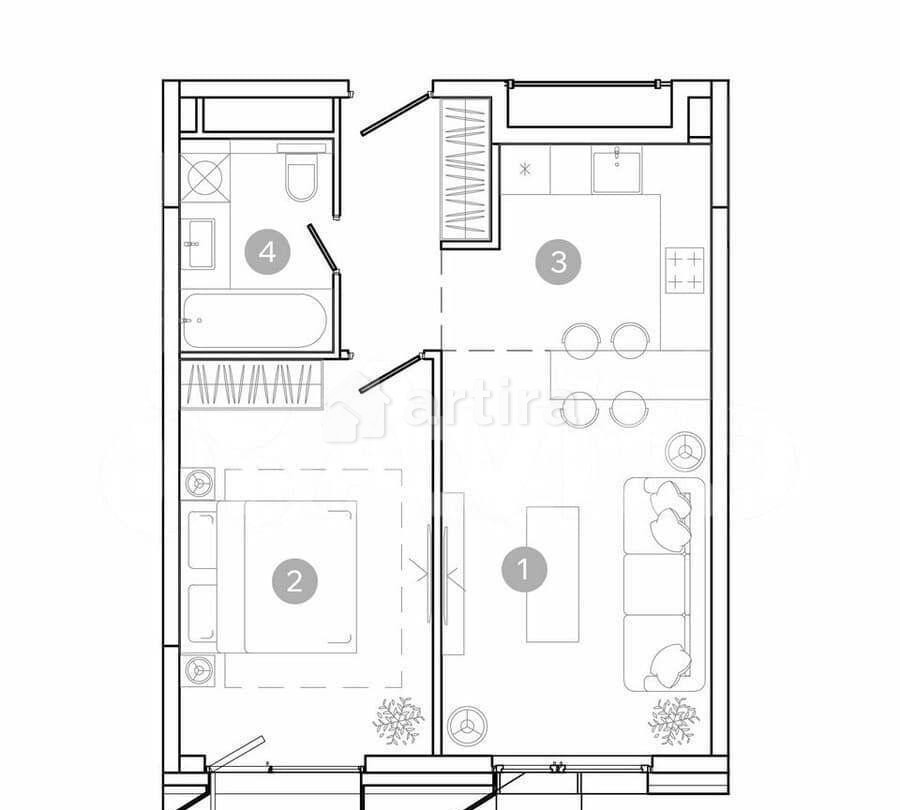 2-комн. квартира, 45.3 м2, 8/21 эт. Москва - изображение 2