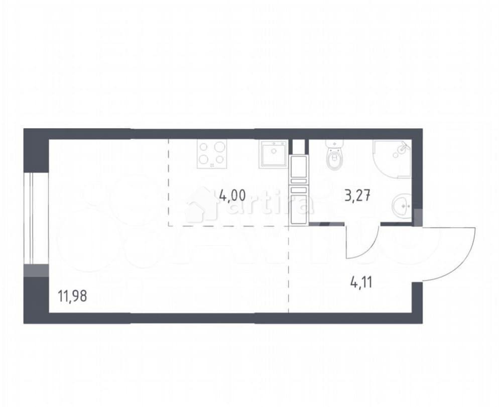Студия, 23.4 м2, 7/13 эт. Москва - изображение 1