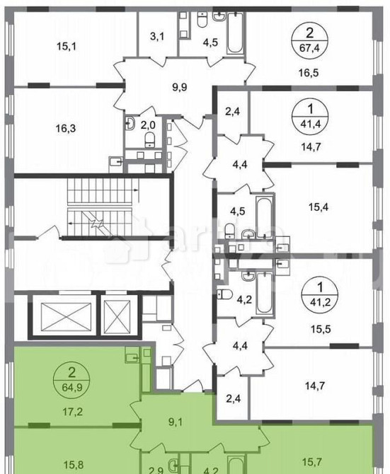 2-комн. квартира, 64.9 м2, 12/17 эт. Москва - изображение 1
