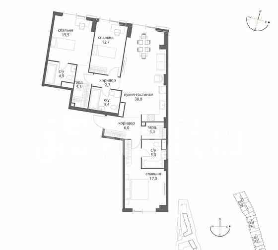 3-комн. квартира, 107.5 м2, 9/38 эт. Москва
