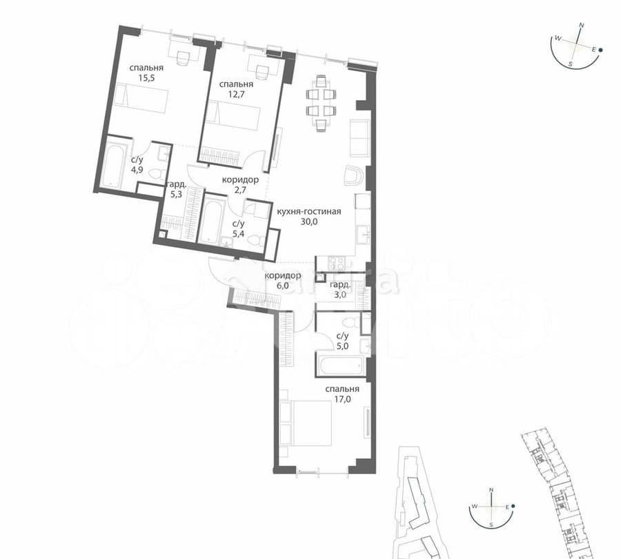 3-комн. квартира, 107.5 м2, 9/38 эт. Москва - изображение 6